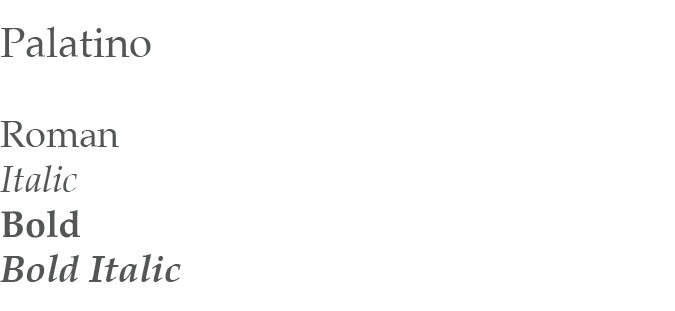 Palatino font list