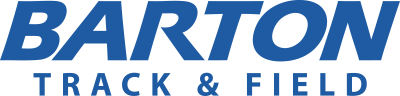 Track and field wordmark blue